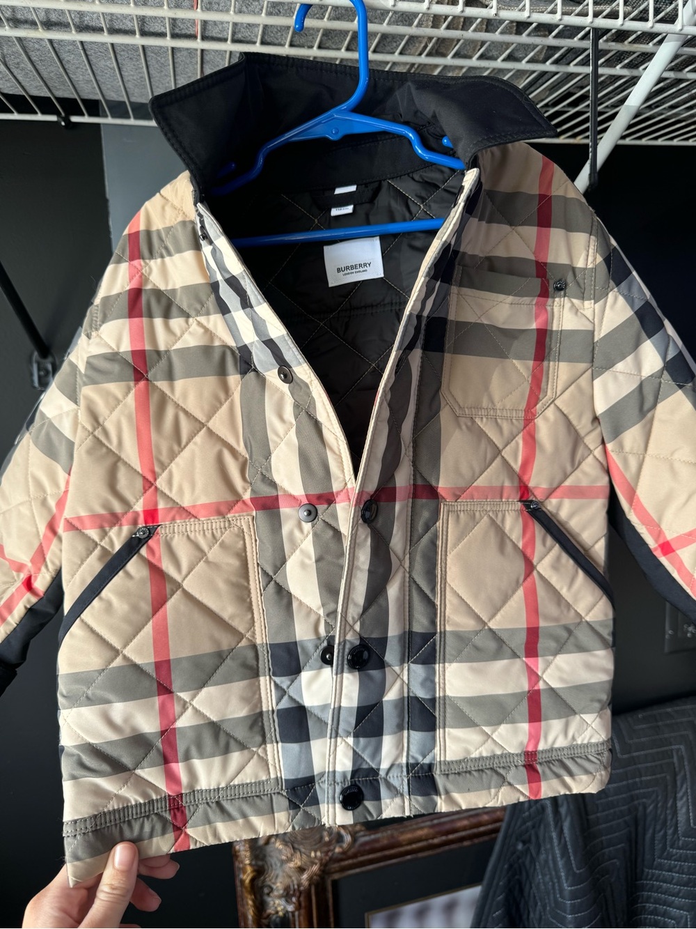 Burberry Kids Beige Check Quilted Jacket - Picture 2 of 5